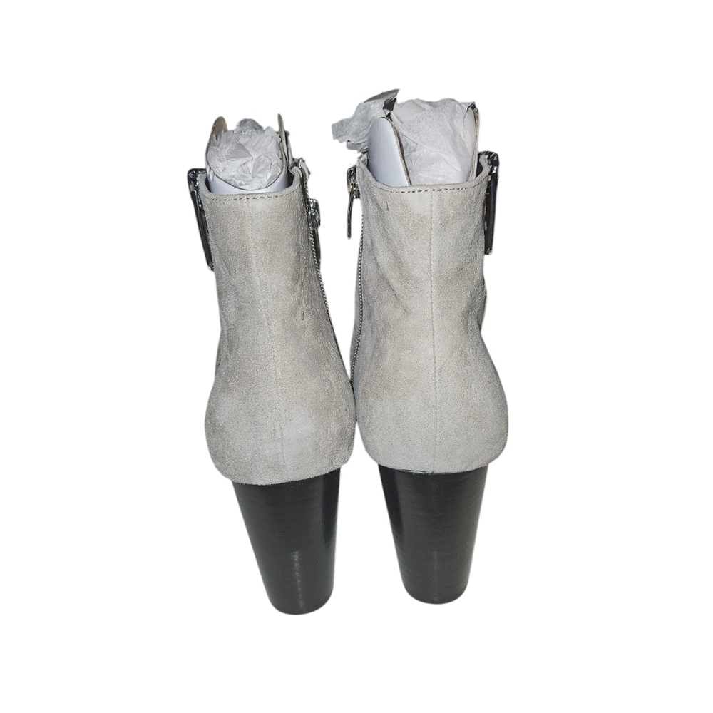 Nine West Niomi Stacked Heel Suede Leather Booties Size 8 Gray EUC - Picture 7 of 13